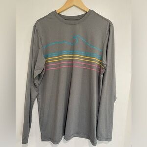 Burnside SPF 30 Men's Gray Long-Sleeve Tee with Stripe Wave